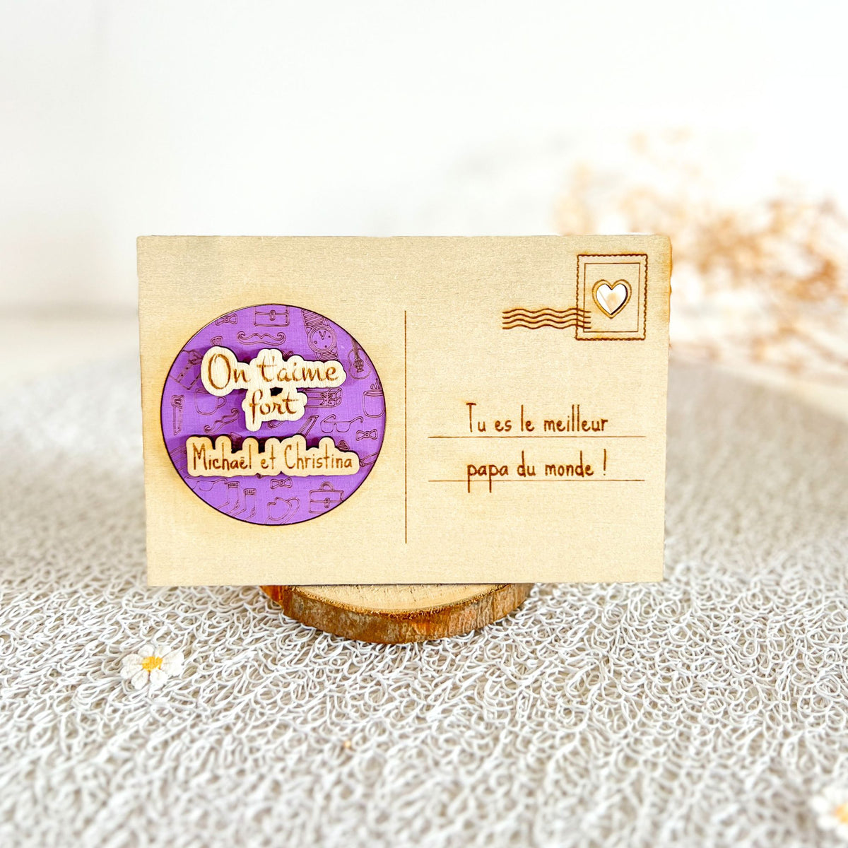 Carte postale en bois personnalisée – Magnet détachable