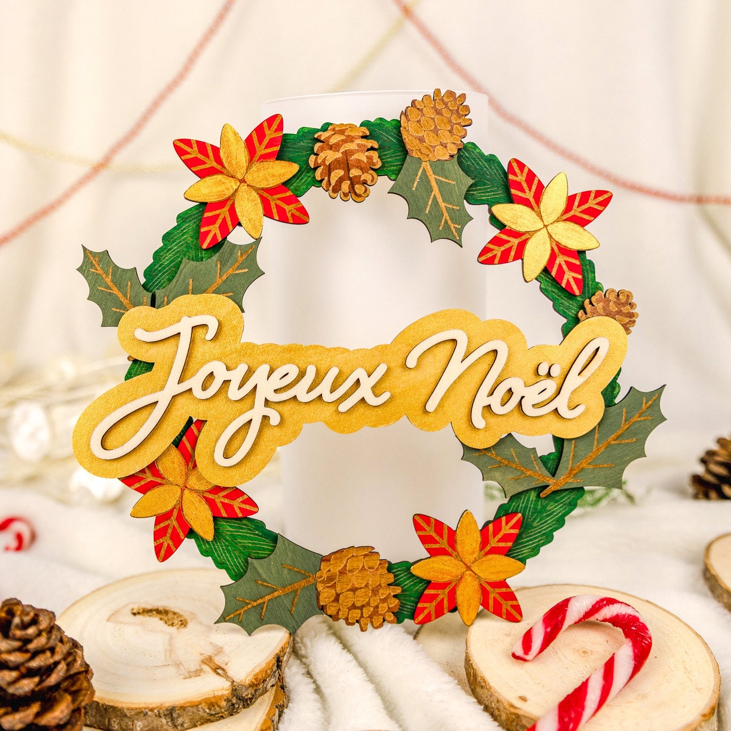 Couronne Joyeux Noël en bois
