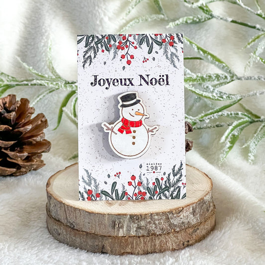 Pin’s Bonhomme de Neige en bois