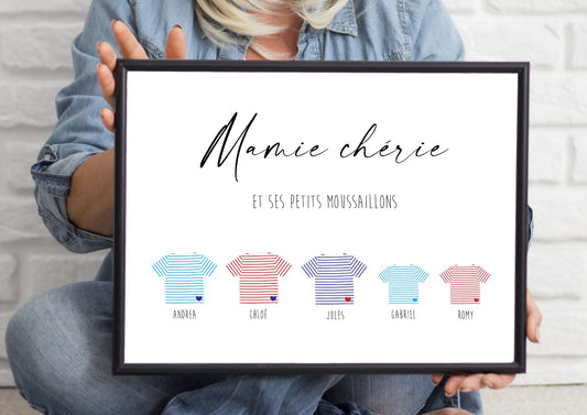 Affiche Marinière “Mamie Chérie & ses petits moussaillons”
