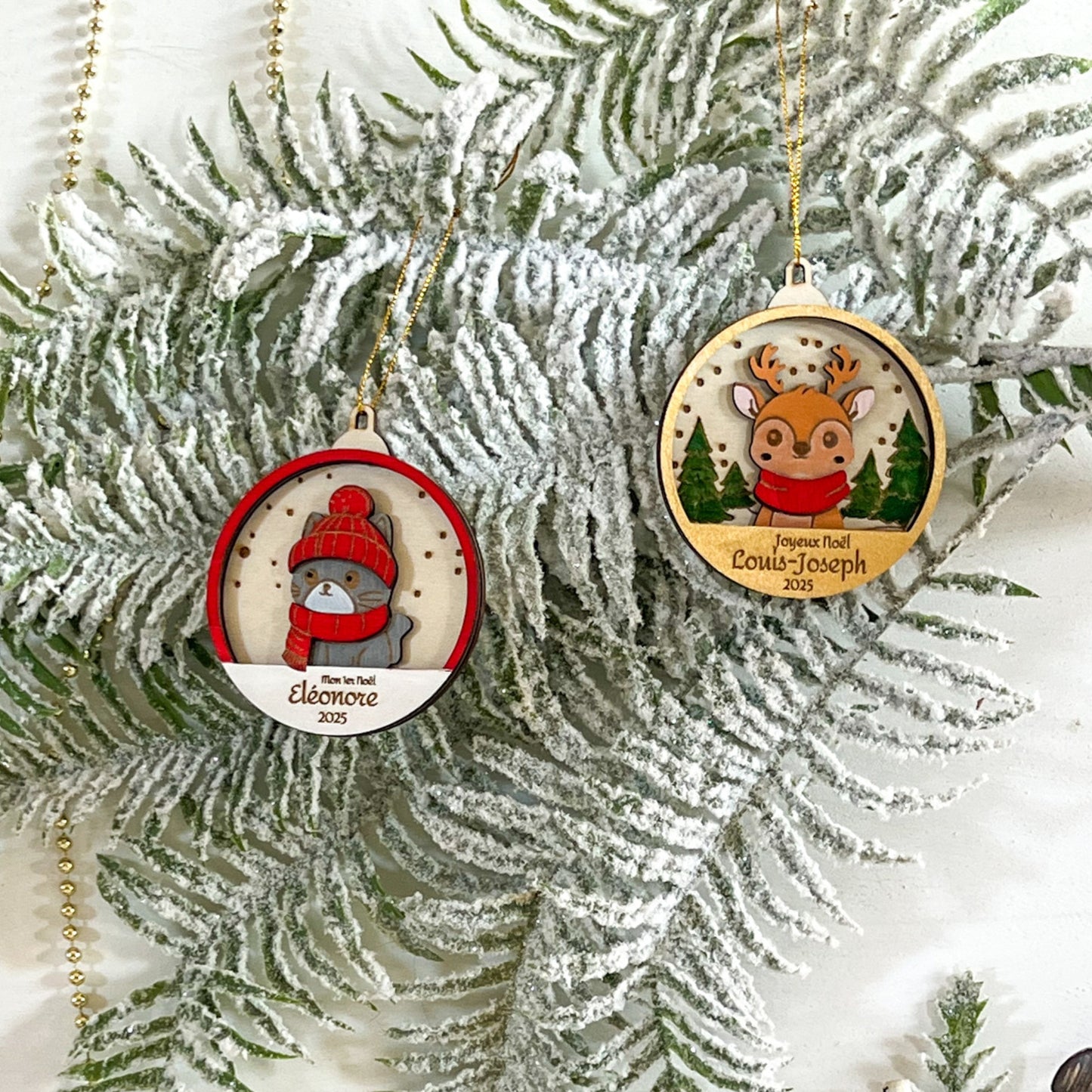 Boules de Noël animaux personnalisées