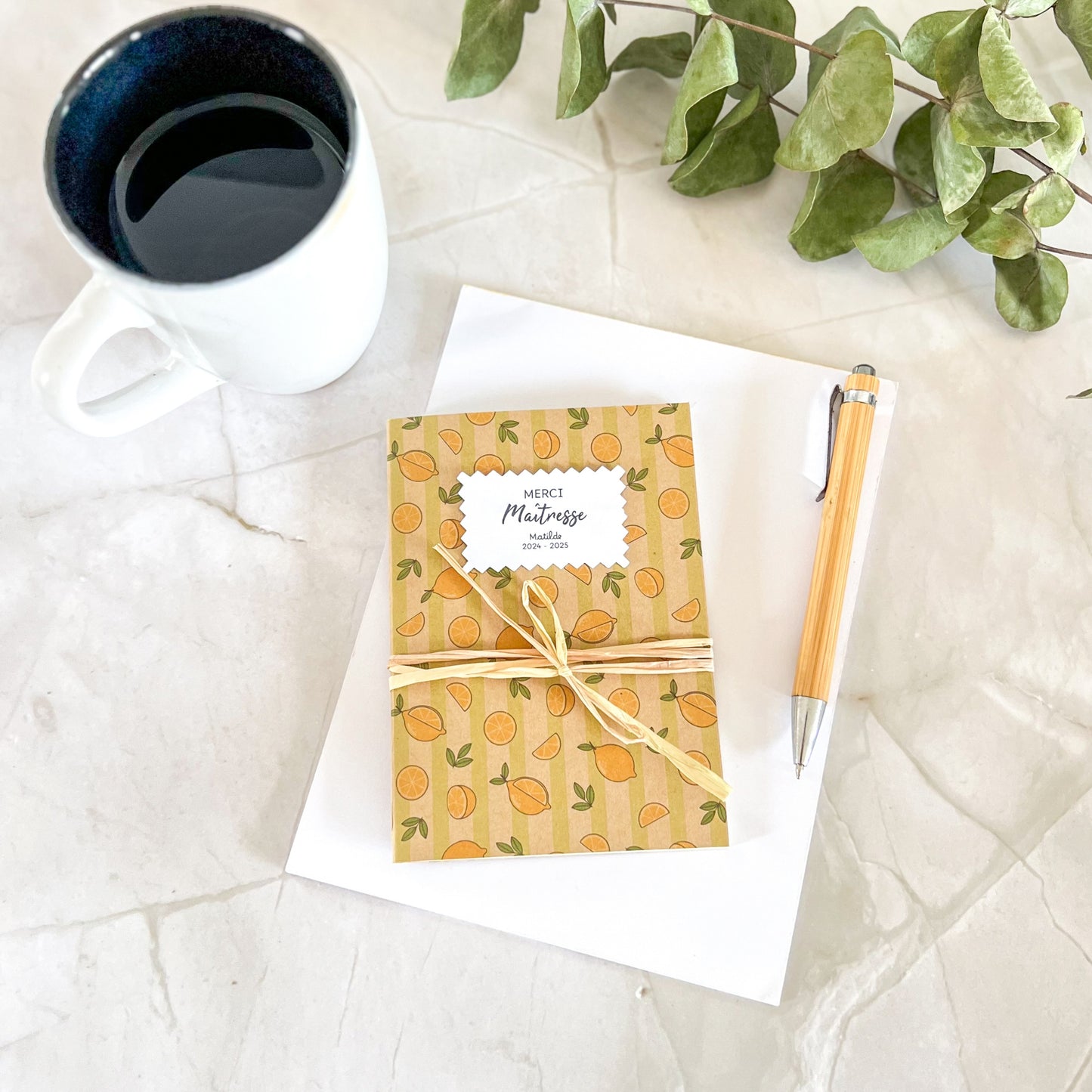 Carnet A6 "Merci" personnalisé