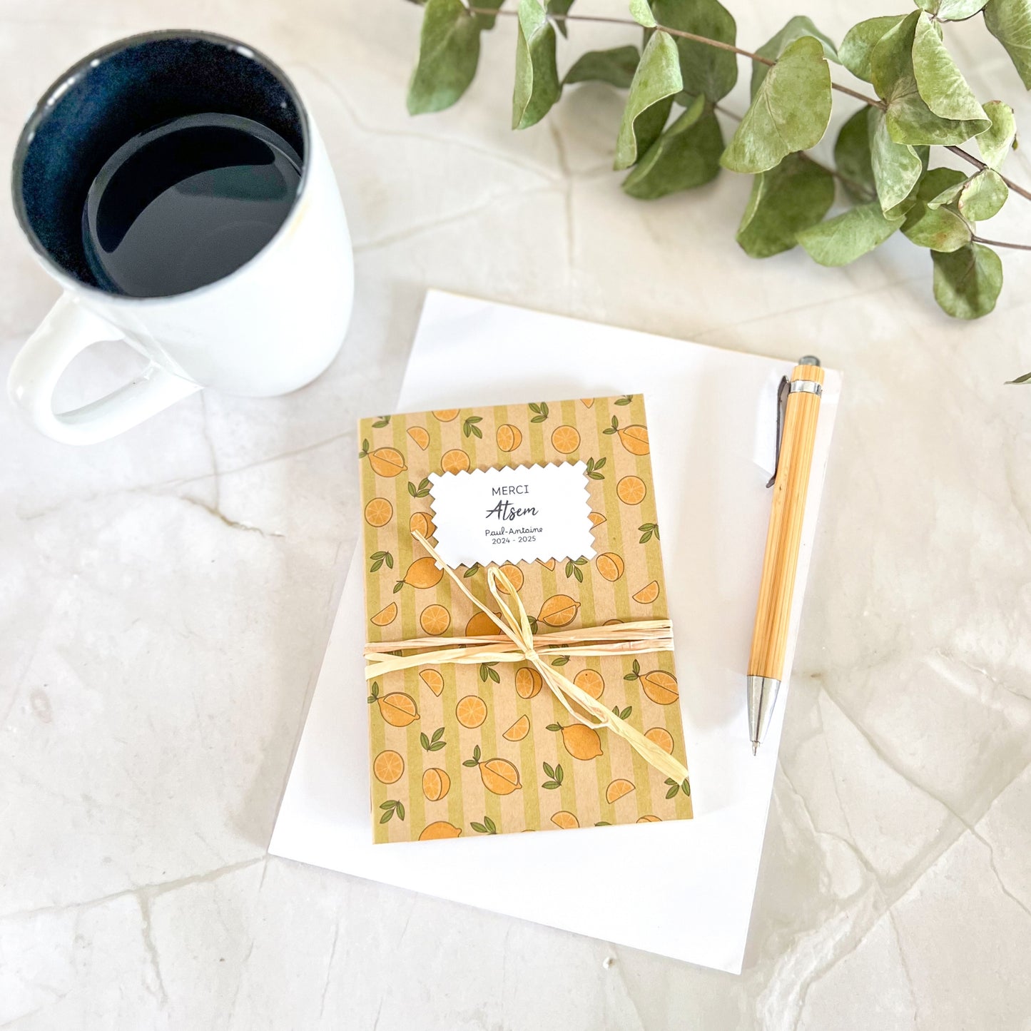 Carnet A6 "Merci" personnalisé