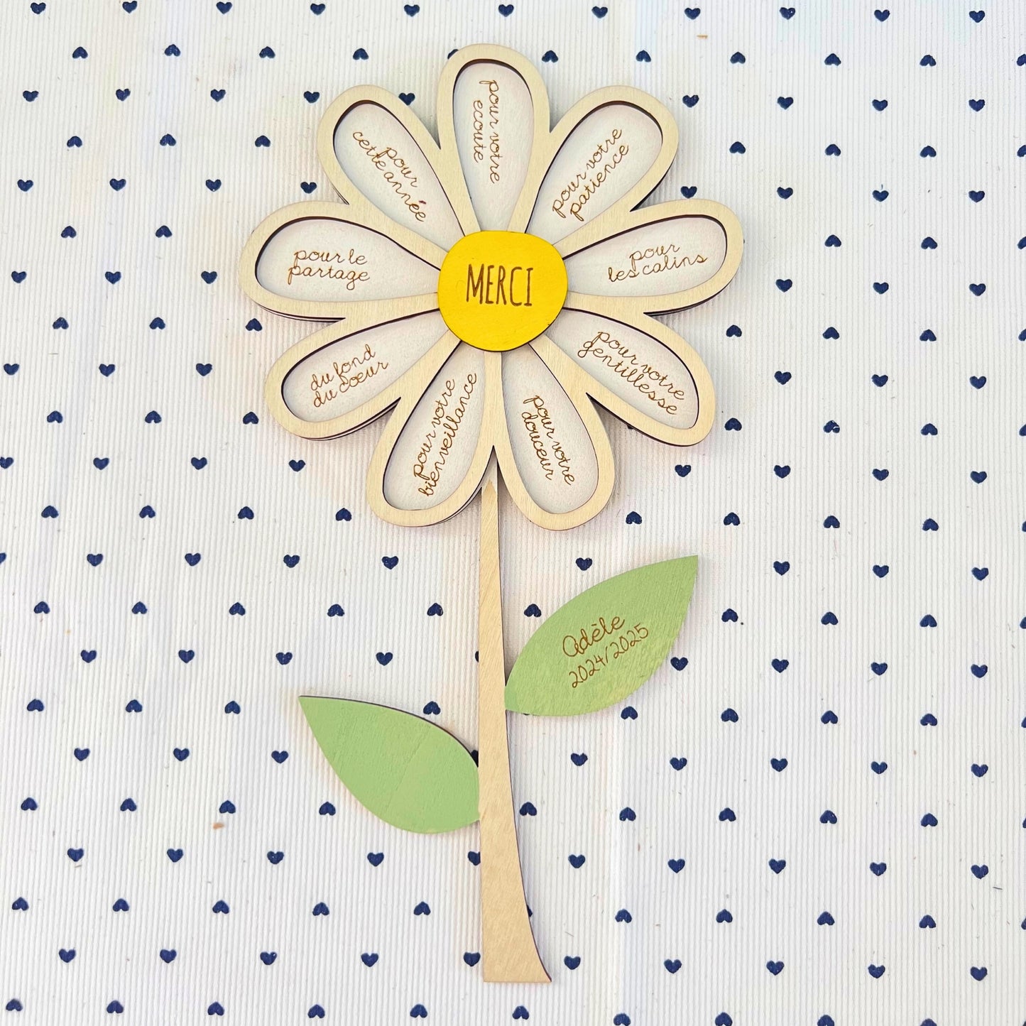 Marguerite en bois - Merci