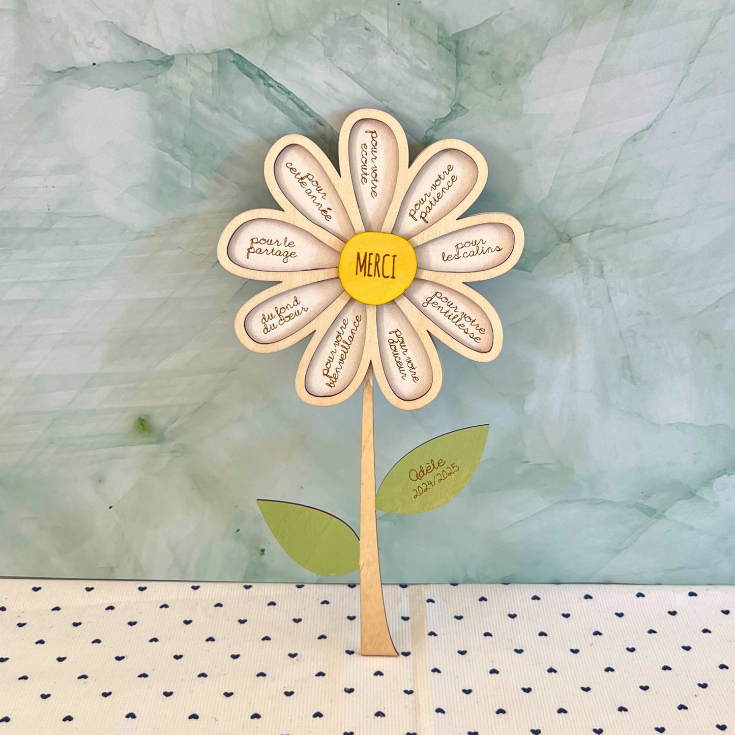 Marguerite en bois - Merci